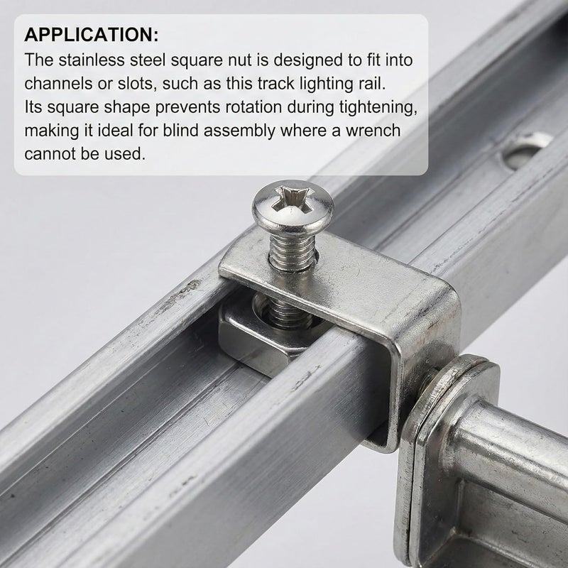NACX M12 Stainless Steel Square Nuts – Heavy Duty Threaded Fasteners, Corrosion Resistant, for Furniture, Machinery, Metalworking, Construction, DIY Projects, 12PCS - Image 4